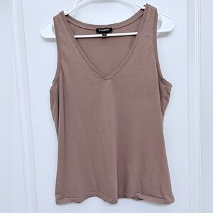 Light Chocolate Brown V-Neck Casual Tank